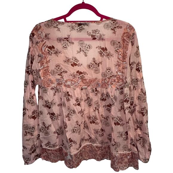 Rachel Zoe Floral Long Sleeve Babydoll Top Size M - Picture 2 of 11
